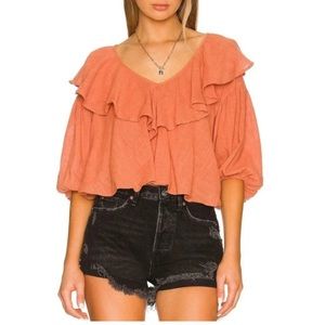NWT Free People free-est zuri ruffle blouse | open back flowy blouse